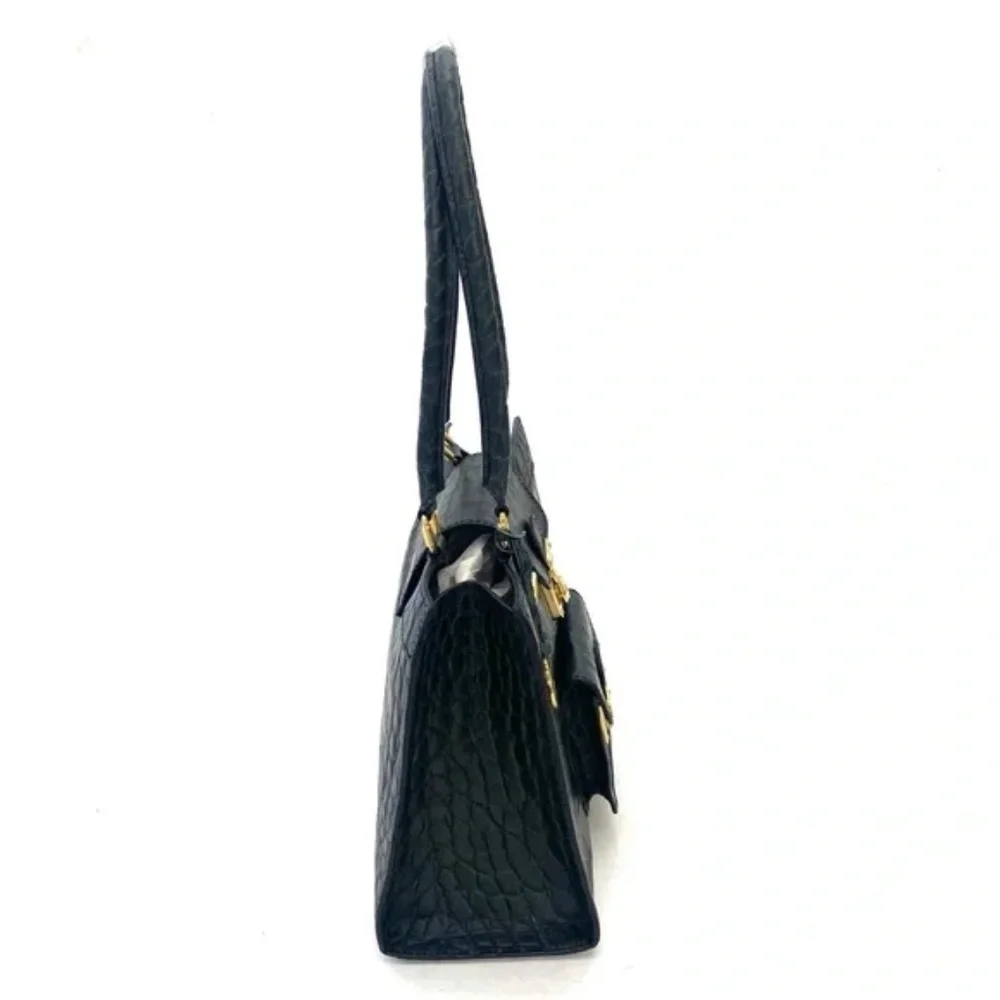 Dooney & Bourke Women’s Blueish/Black Croc Embossed Satchel